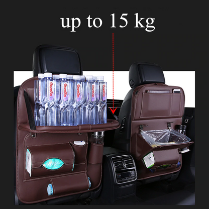 Leather Car Seat Organizer with Tray